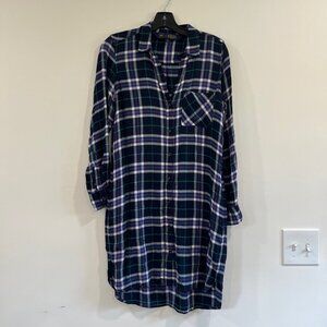 Gap +Pendleton Shirt Dress Tall Blue Plaid Flannel No Belt Classic Cabin core XS